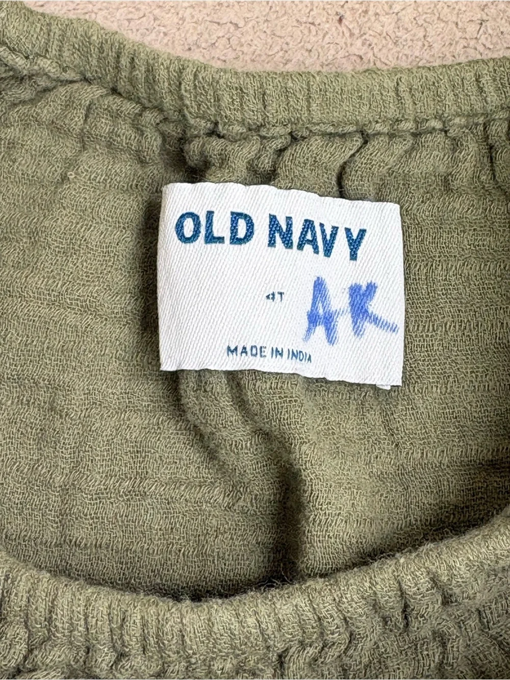 Old Navy Cotton Romper Onesie 4T Army Green Casual Classic Cute Toddler Outdoors